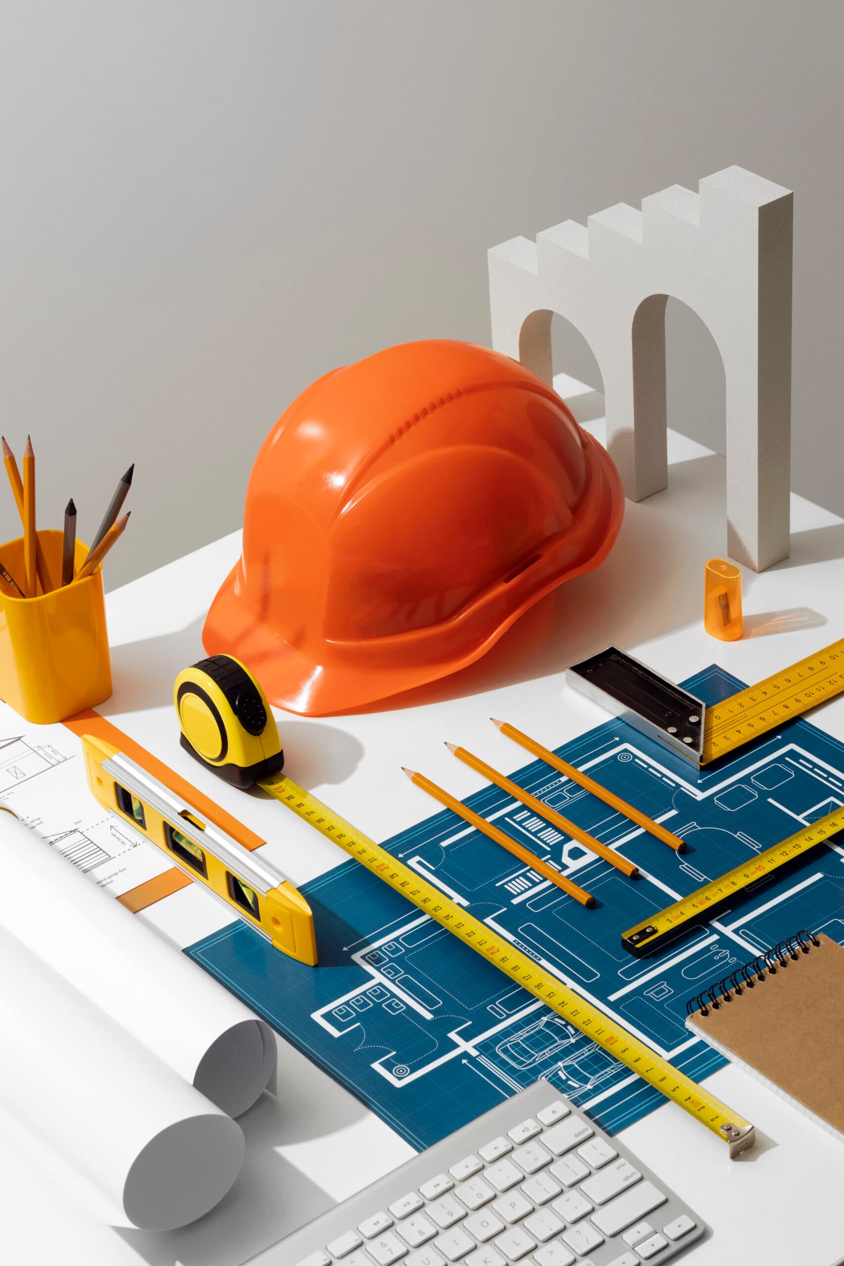 Construction and architectural planning tools and blueprints